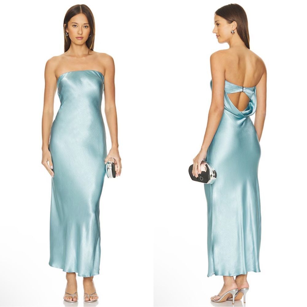 NEW NWT Bec + Bridge Moon Dance Strapless Maxi Dress Seaspray Blue